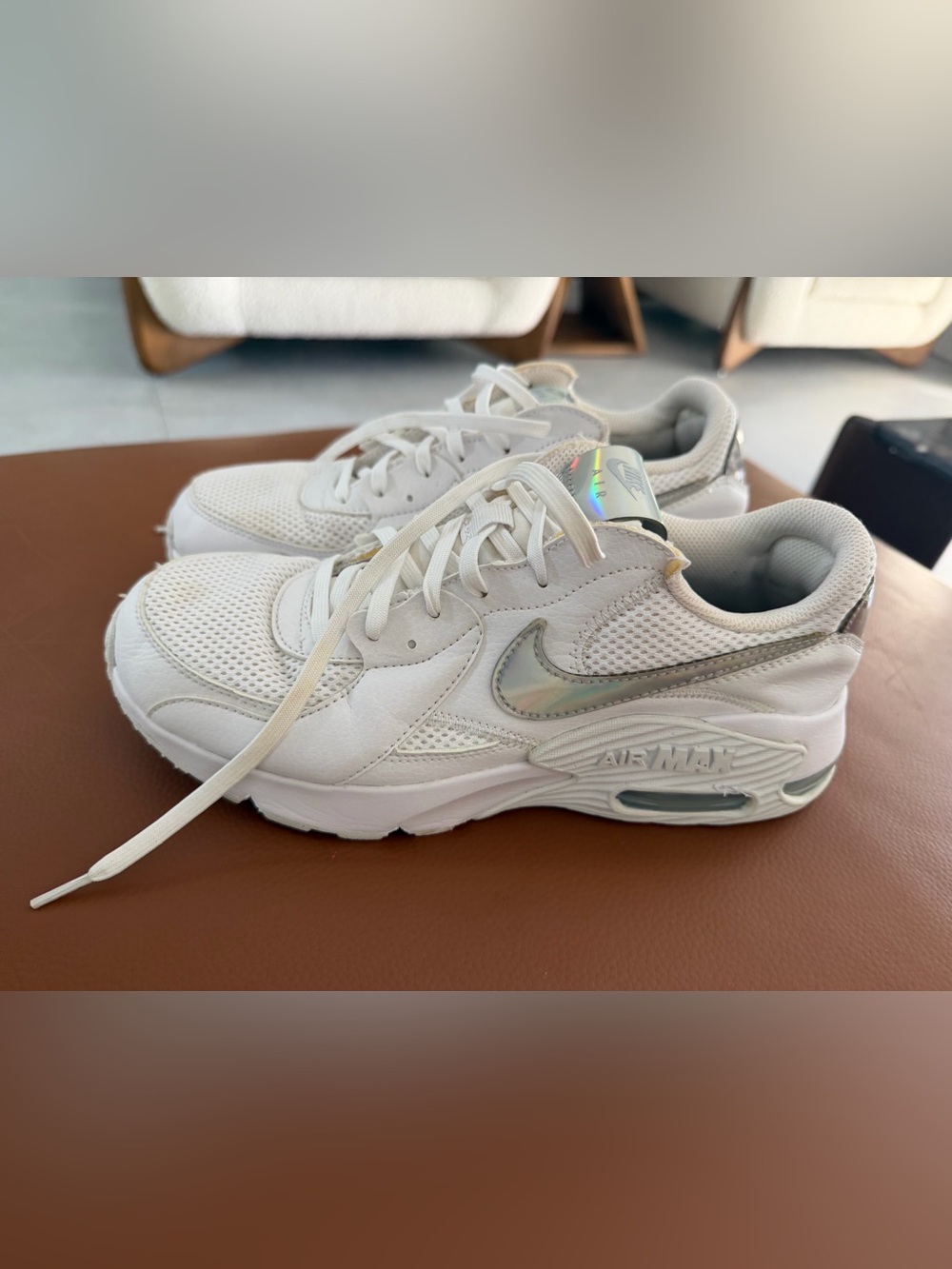 Nike Air Max White Holographic Sneakers Size 9.5